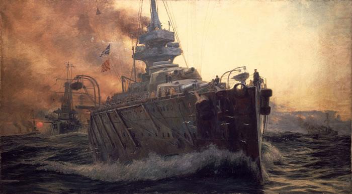 William Lionel Wyllie Oil Painting of First Battle Cruiser Squadron of Grand Fleet c. 1915. china oil painting image